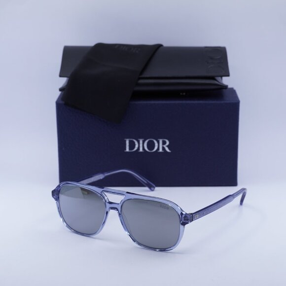 Dior INDIOR N1I 80A4 Sunglasses Transparent Blue Square Frame, Mirror Lenses - Picture 9 of 9